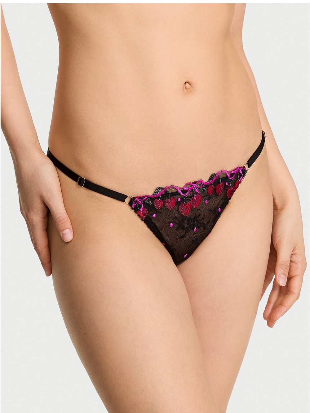 NWT Victoria’s Secret Very Sexy Cherry Pop Embroidery Adjustable V-String Panty.